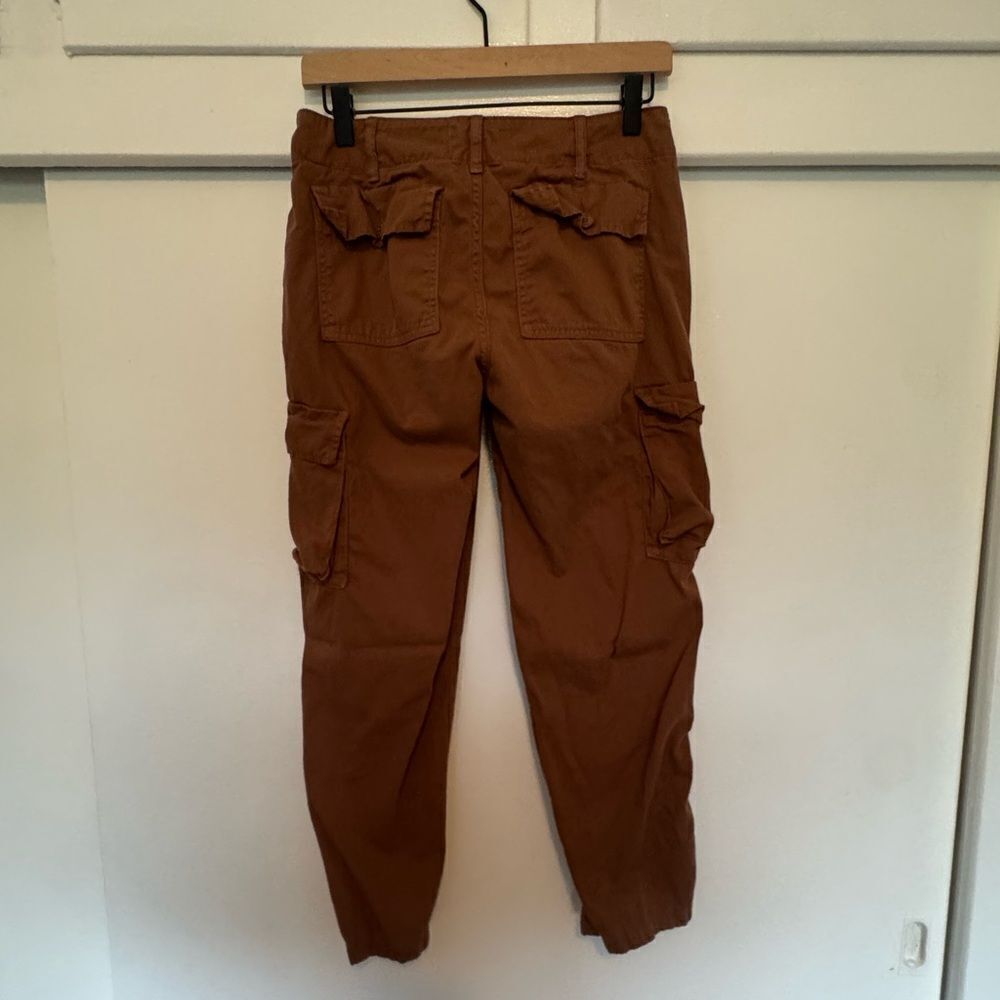 Frame Washed Flax Brown Cropped Cargo Pants Size 25 - Picture 3 of 9